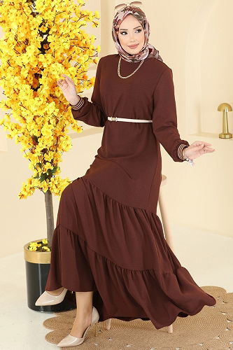 moda selvim Dress 5006MDA386 Light Brown - Thumbnail