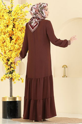 moda selvim Dress 5006MDA386 Light Brown - Thumbnail