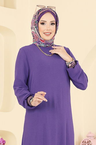 moda selvim الفستان ليلكي 5006MDA386 - Thumbnail