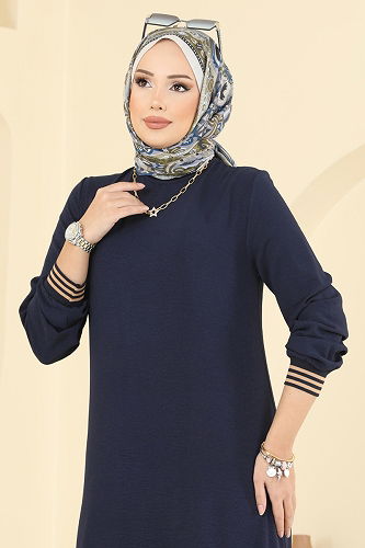 moda selvim الفستان كحلي 5006MDA386 - Thumbnail