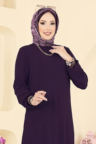 moda selvim Dress 5006MDA386 Purple - Thumbnail