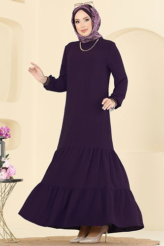 moda selvim الفستان أرجواني 5006MDA386 - Thumbnail