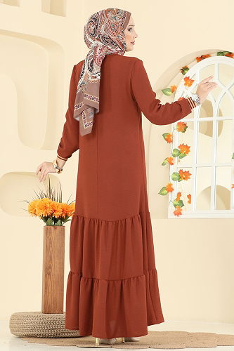 moda selvim الفستان قرميدي 5006MDA386 - Thumbnail