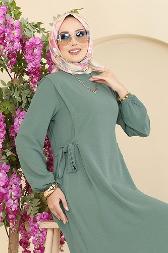 moda selvim Dress 5007MDA386 Almond Green - Thumbnail
