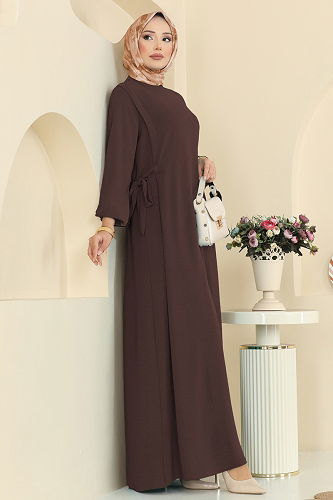 moda selvim Dress 5007MDA386 Brown - Thumbnail