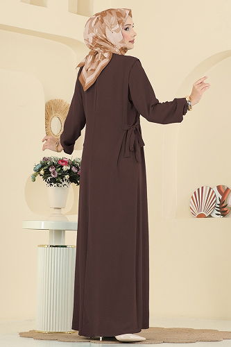 moda selvim Dress 5007MDA386 Brown - Thumbnail