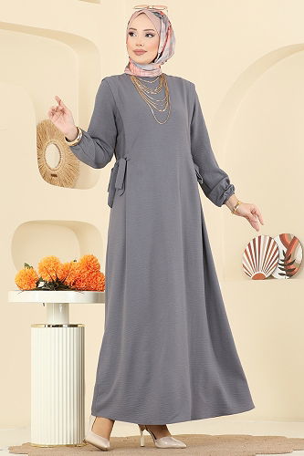 moda selvim Dress 5007MDA386 Gray - Thumbnail