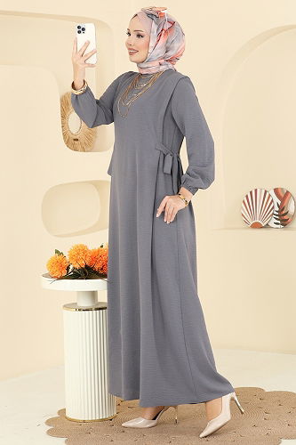 moda selvim Dress 5007MDA386 Gray - Thumbnail