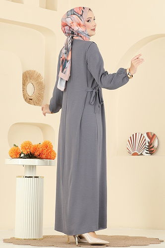 moda selvim Dress 5007MDA386 Gray - Thumbnail