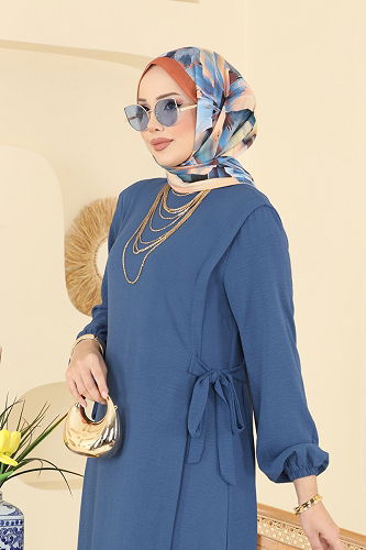 moda selvim Dress 5007MDA386 Indigo - Thumbnail