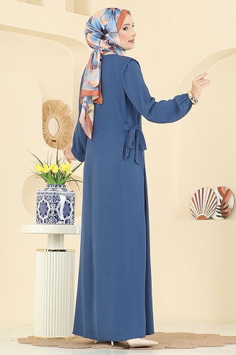 moda selvim Dress 5007MDA386 Indigo - Thumbnail