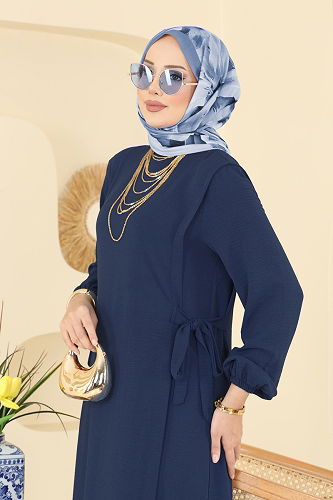 moda selvim Dress 5007MDA386 Navy Blue - Thumbnail