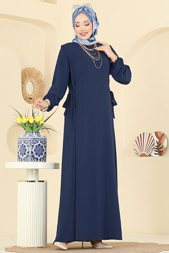 moda selvim Dress 5007MDA386 Navy Blue - Thumbnail
