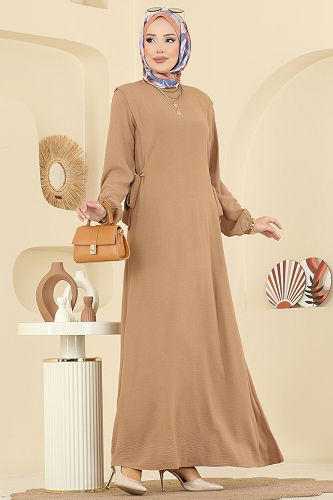 moda selvim الفستان بيج 5007MDA386 - Thumbnail