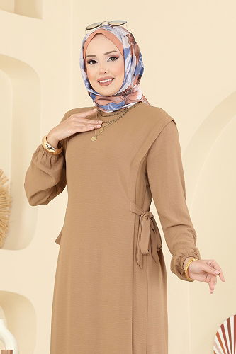 moda selvim الفستان بيج 5007MDA386 - Thumbnail