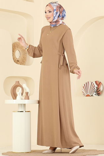 moda selvim الفستان بيج 5007MDA386 - Thumbnail