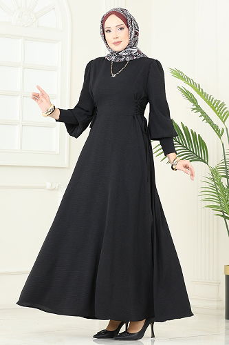 moda selvim Dress 5008MDA386 Black - Thumbnail