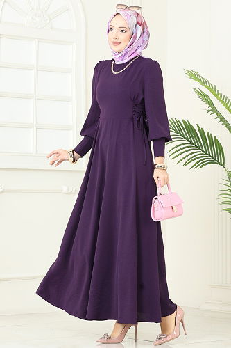 moda selvim Dress 5008MDA386 Purple - Thumbnail