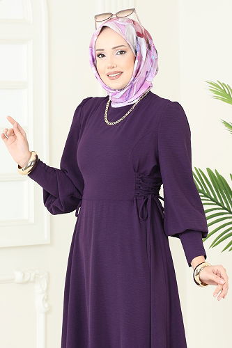 moda selvim Dress 5008MDA386 Purple - Thumbnail