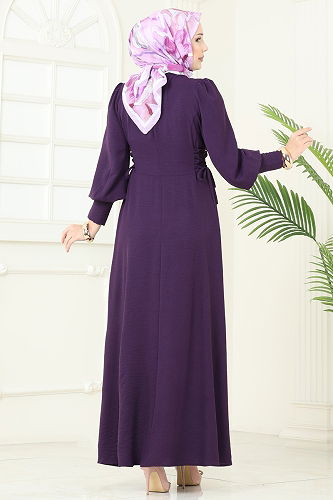 moda selvim الفستان أرجواني 5008MDA386 - Thumbnail