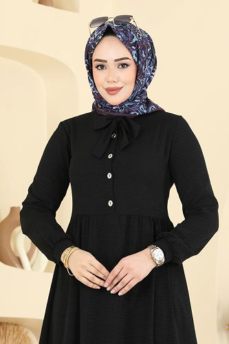 moda selvim Dress 5009BM387 Black - Thumbnail