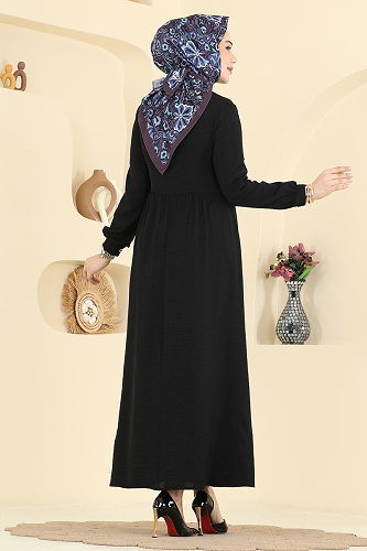 moda selvim Dress 5009BM387 Black - Thumbnail