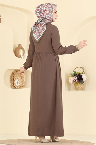 moda selvim الفستان بيج غامق 5009BM387 - Thumbnail