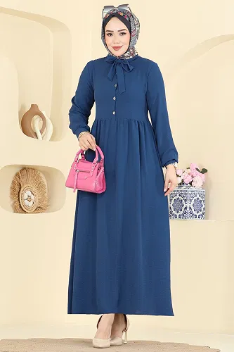moda selvim Dress 5009BM387 Indigo - Thumbnail
