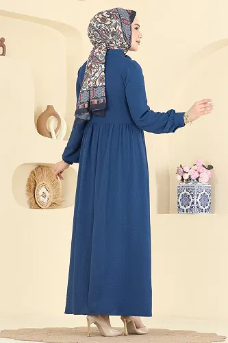 moda selvim Dress 5009BM387 Indigo - Thumbnail
