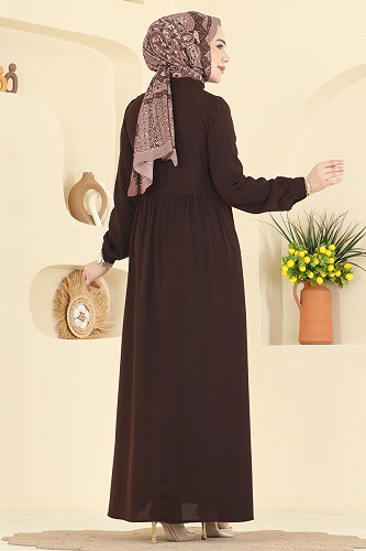 moda selvim Dress 5009BM387 Light Brown - Thumbnail