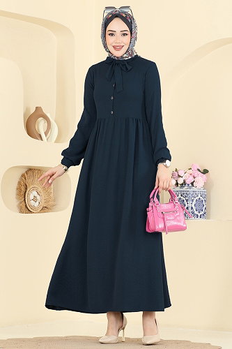 moda selvim Dress 5009BM387 Petroleum - Thumbnail