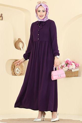 moda selvim الفستان أرجواني 5009BM387 - Thumbnail