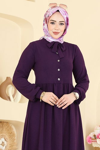 moda selvim الفستان أرجواني 5009BM387 - Thumbnail