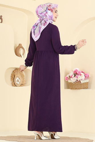 moda selvim الفستان أرجواني 5009BM387 - Thumbnail