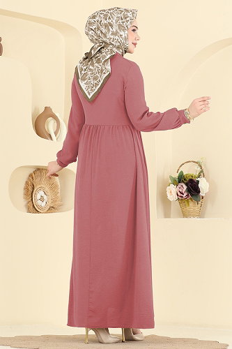 moda selvim الفستان وردي 5009BM387 - Thumbnail