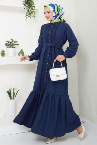 moda selvim Dress 5009HBS856 Navy Blue - Thumbnail