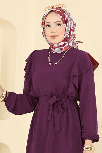 moda selvim Dress 5009MDA386 Damson - Thumbnail