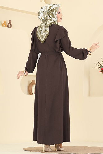 moda selvim Dress 5009MDA386 Dark Brown - Thumbnail