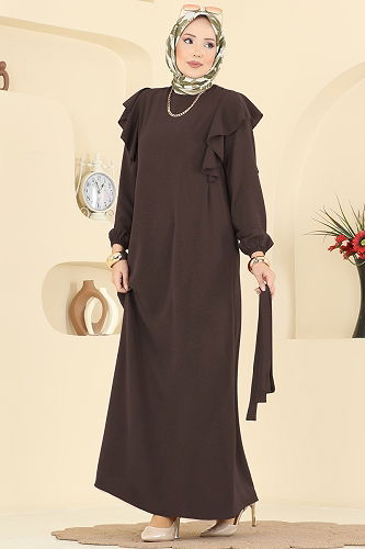 moda selvim Dress 5009MDA386 Dark Brown - Thumbnail