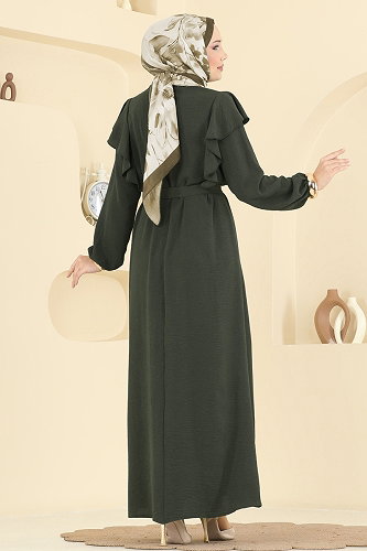 moda selvim Dress 5009MDA386 Dark Green - Thumbnail