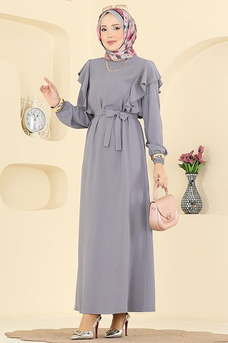 moda selvim Dress 5009MDA386 Gray - Thumbnail