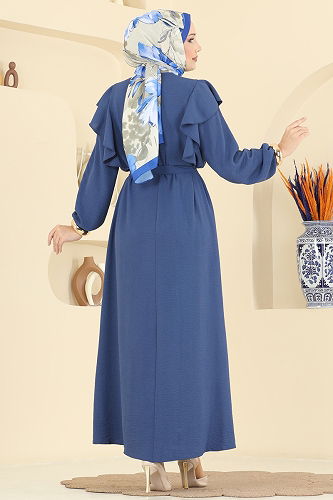 moda selvim الفستان ازرق 5009MDA386 - Thumbnail