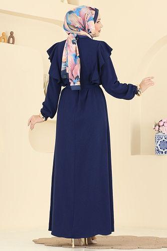 moda selvim Dress 5009MDA386 Navy Blue - Thumbnail