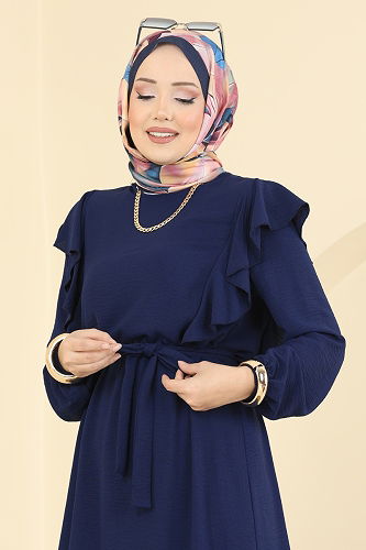 moda selvim الفستان كحلي 5009MDA386 - Thumbnail