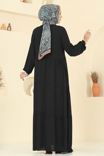 moda selvim الفستان أسود 5010ERK1158 - Thumbnail