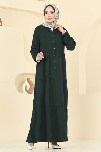 moda selvim الفستان زيتي 5010ERK1158 - Thumbnail