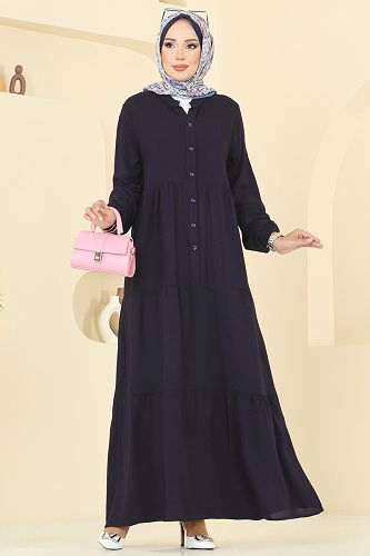 moda selvim الفستان كحلي 5010ERK1158 - Thumbnail