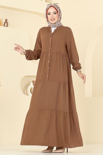 moda selvim Dress 5010ERK1158 Tan - Thumbnail