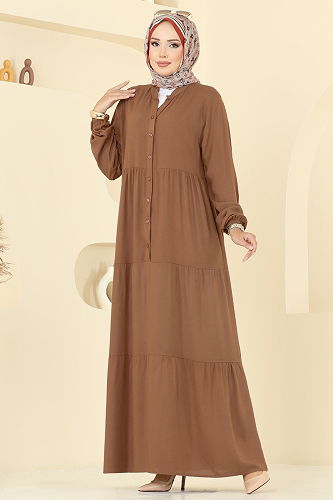 moda selvim Dress 5010ERK1158 Tan - Thumbnail