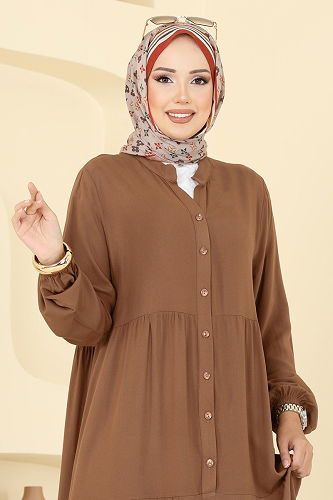 moda selvim Dress 5010ERK1158 Tan - Thumbnail